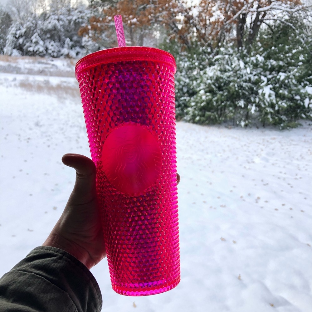 New Starbucks Christmas Hot Pink Studded Tumbler